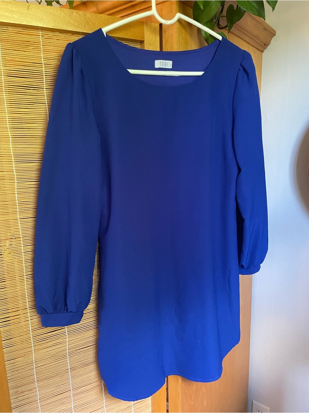 Tobi Cobalt Blue Long Sleeve Tunic Shift Dress
